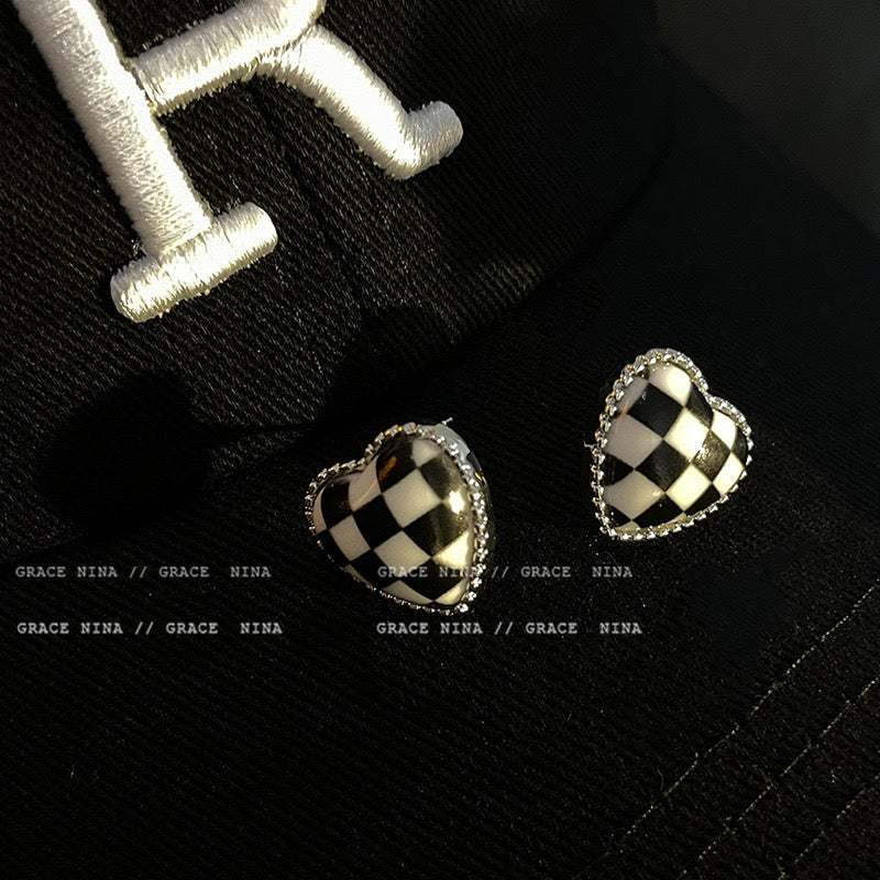 Chess Silver Plated Stud Earrings