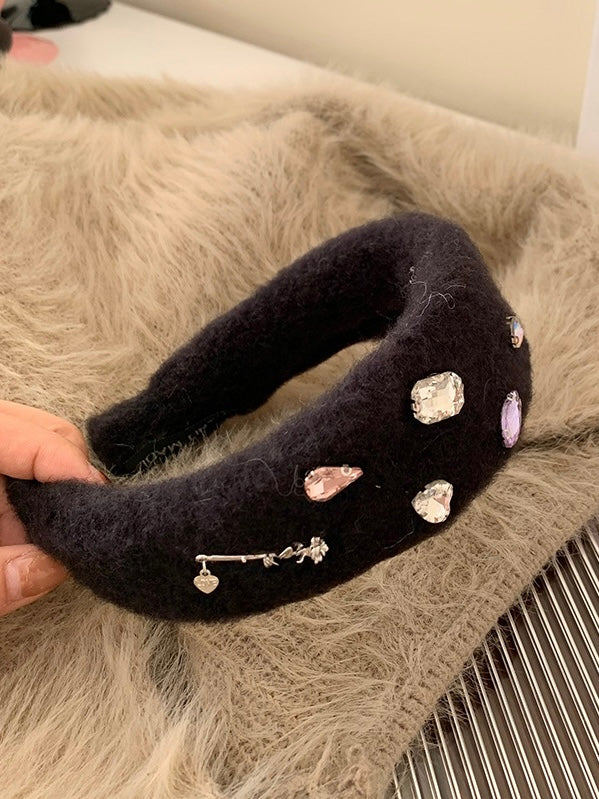 Textured Fuzzy Headband with Crystals