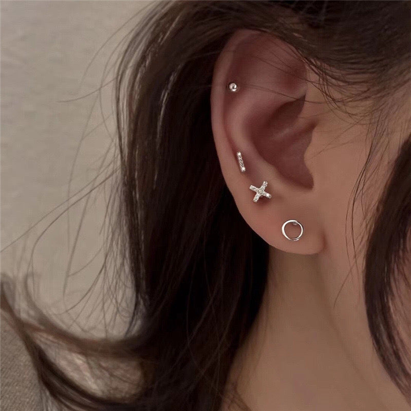 Gold Plated Stud Earrings Set