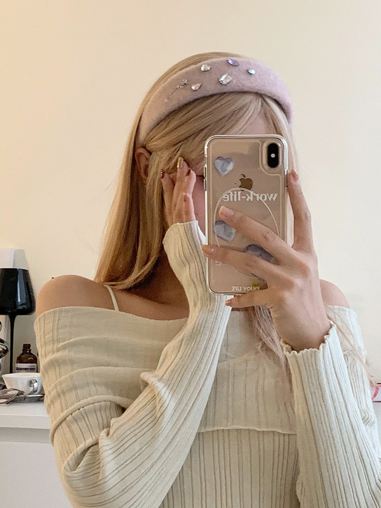 Textured Fuzzy Headband with Crystals