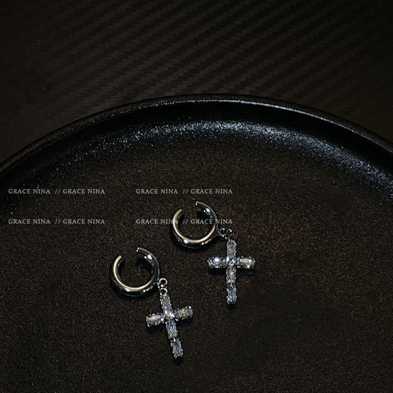 Cross Ear Cuffs with Diamonds