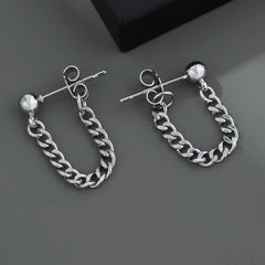 Silver Chain Stud Earrings