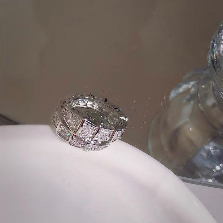 Silver Plated Diamond Snake Ring