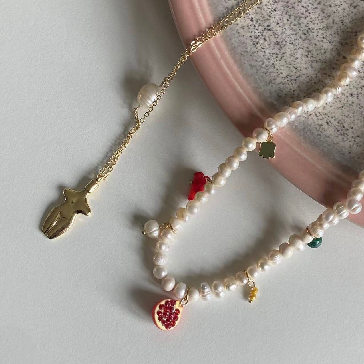Gold Multilayer Necklace with Pearls