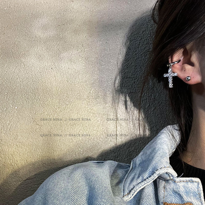 Cross Ear Cuffs with Diamonds