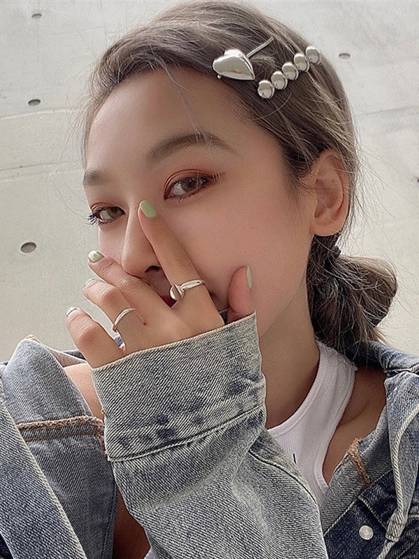 Silver Hair Clip Set