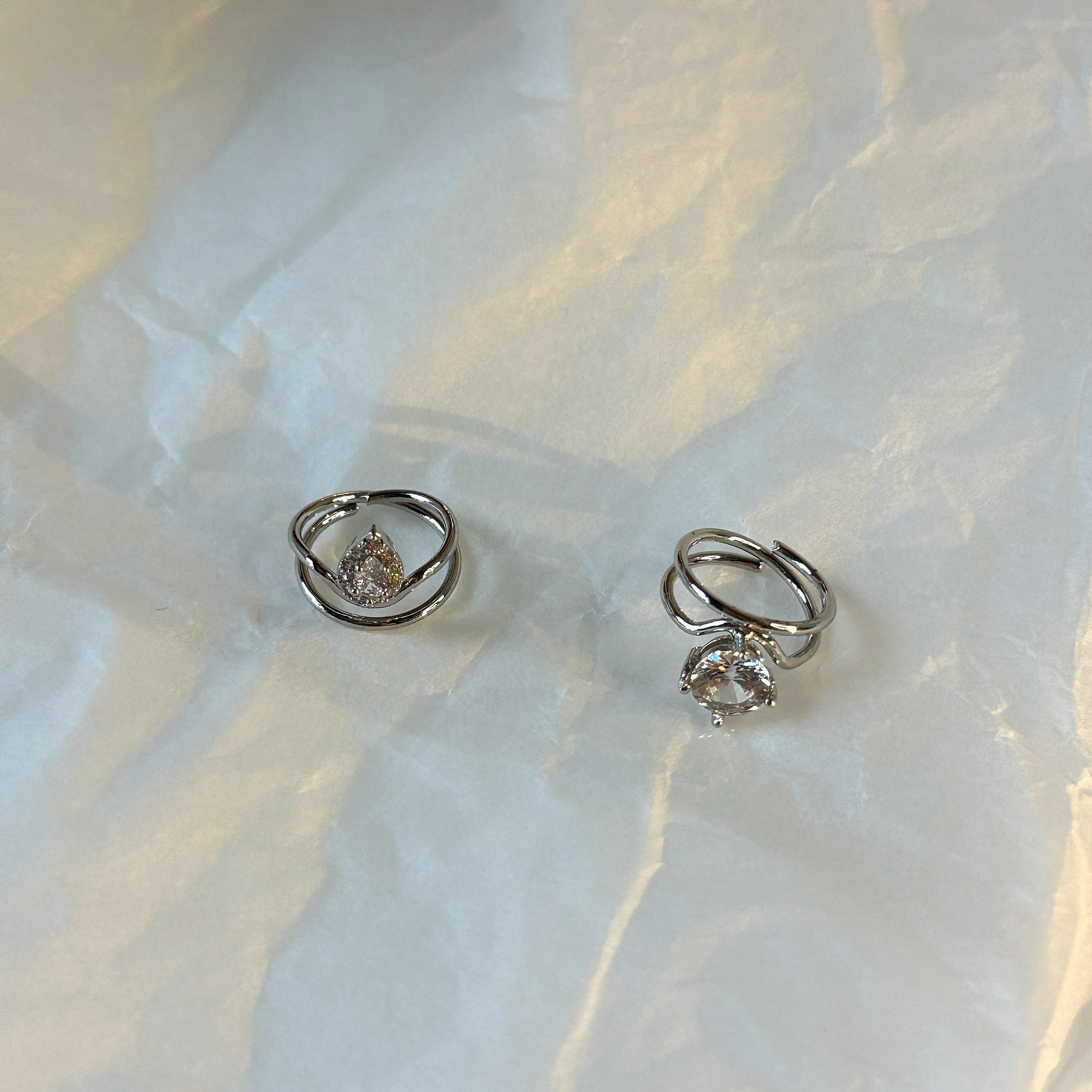 Silver Plated Nail Ring with Diamond