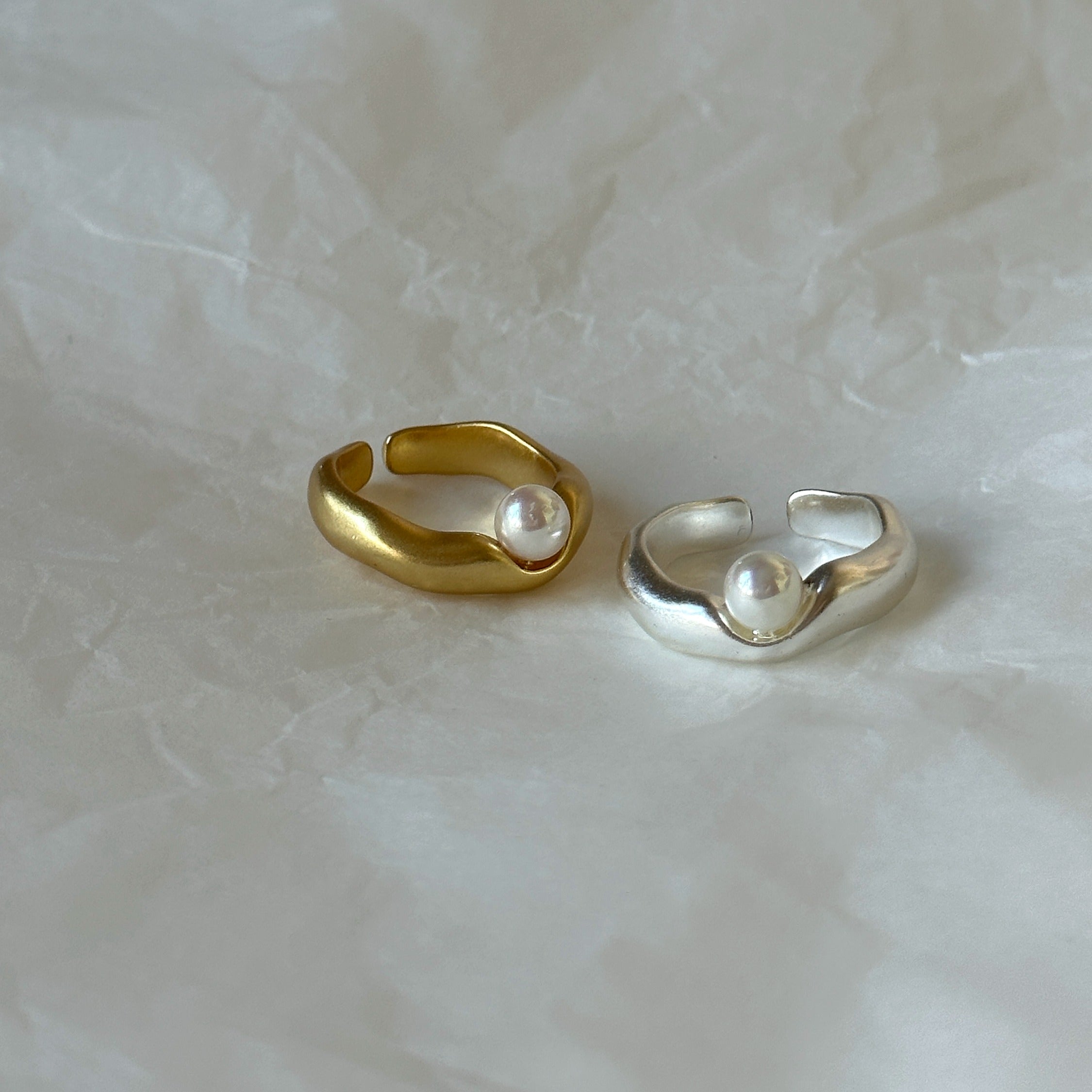 Gold and Silver Ring with Pearl