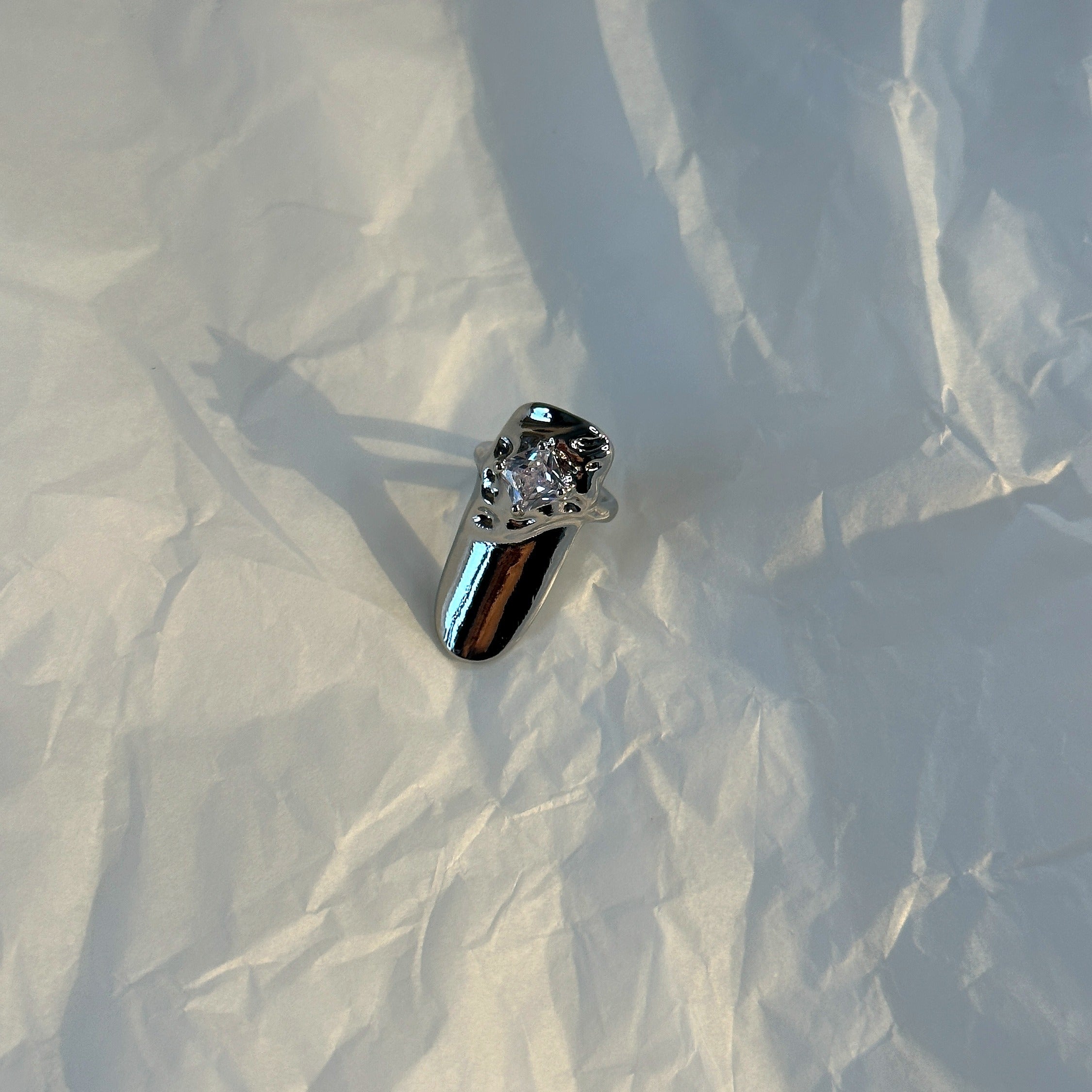 Silver-Plated Crystal Sheild Ring