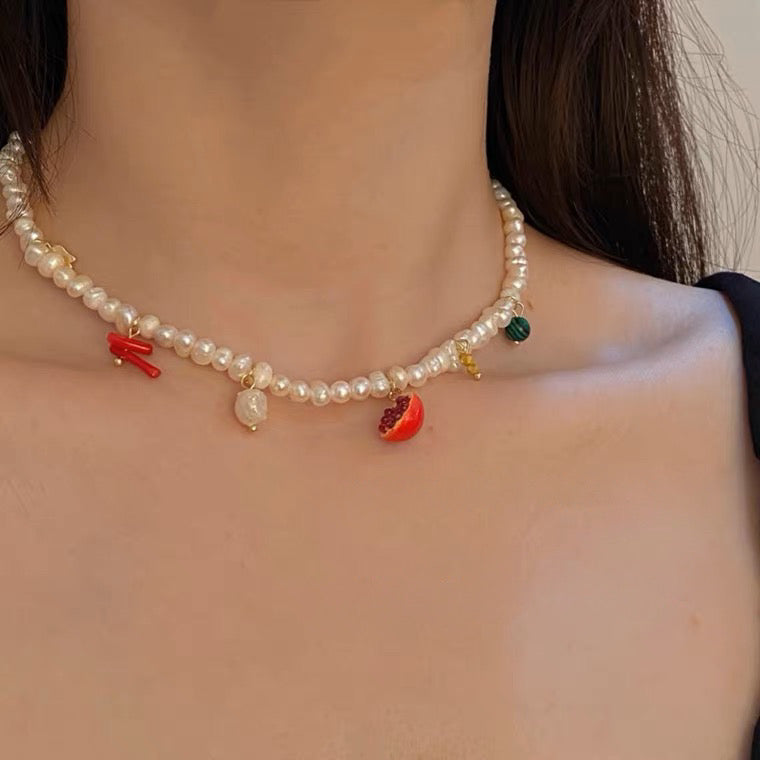 Gold Multilayer Necklace with Pearls