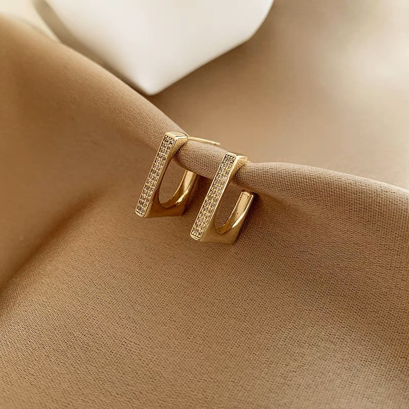 Gold C Hoop Earrings