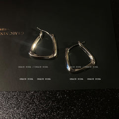 Silver Irregular ShapeHoop Earrings