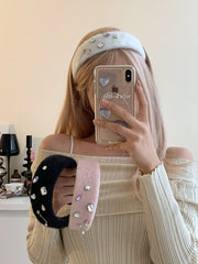 Textured Fuzzy Headband with Crystals