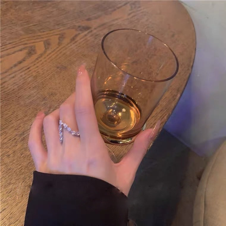 Silver Letter "V" Ring with diamonds