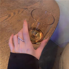 Silver Letter "V" Ring with diamonds