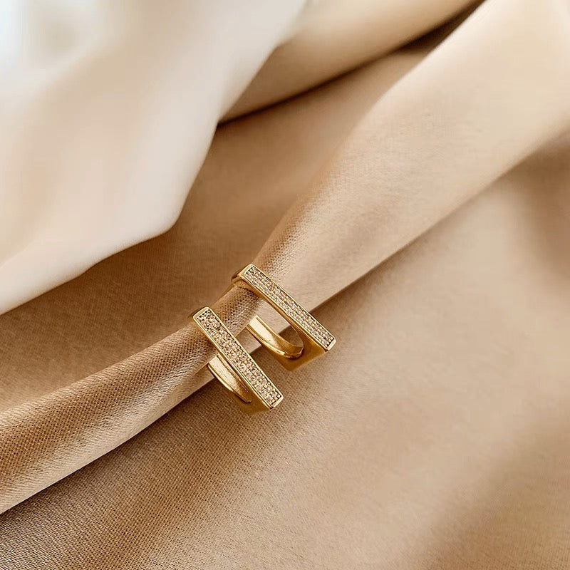 Gold C Hoop Earrings