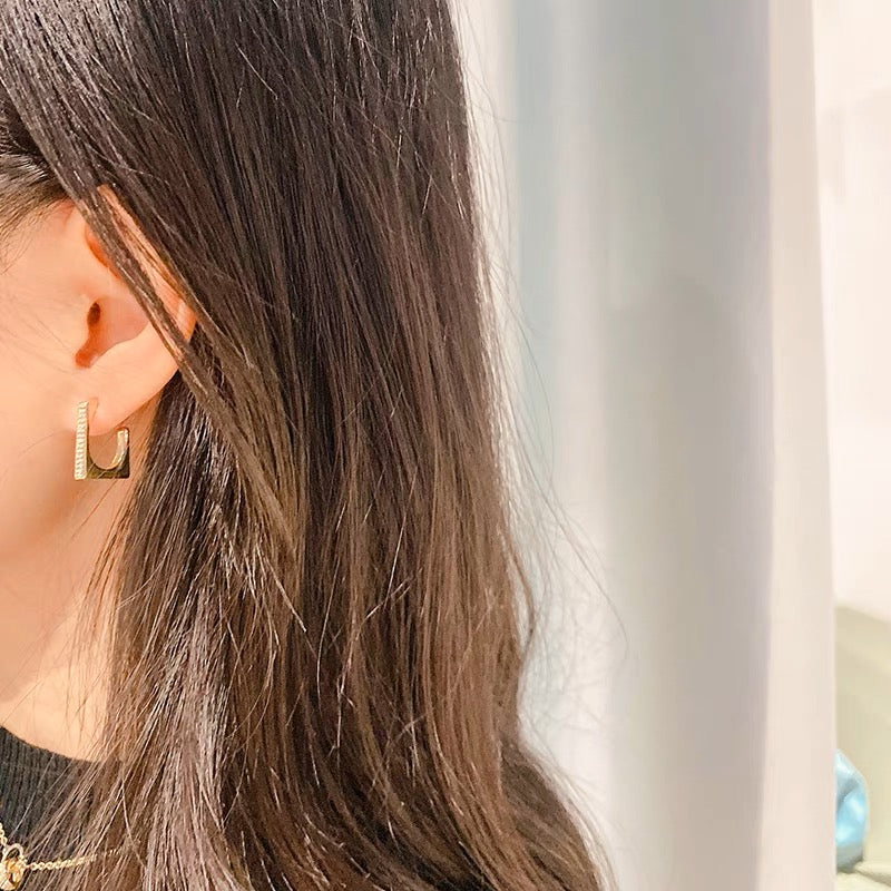 Gold C Hoop Earrings