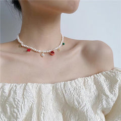 Gold Multilayer Necklace with Pearls