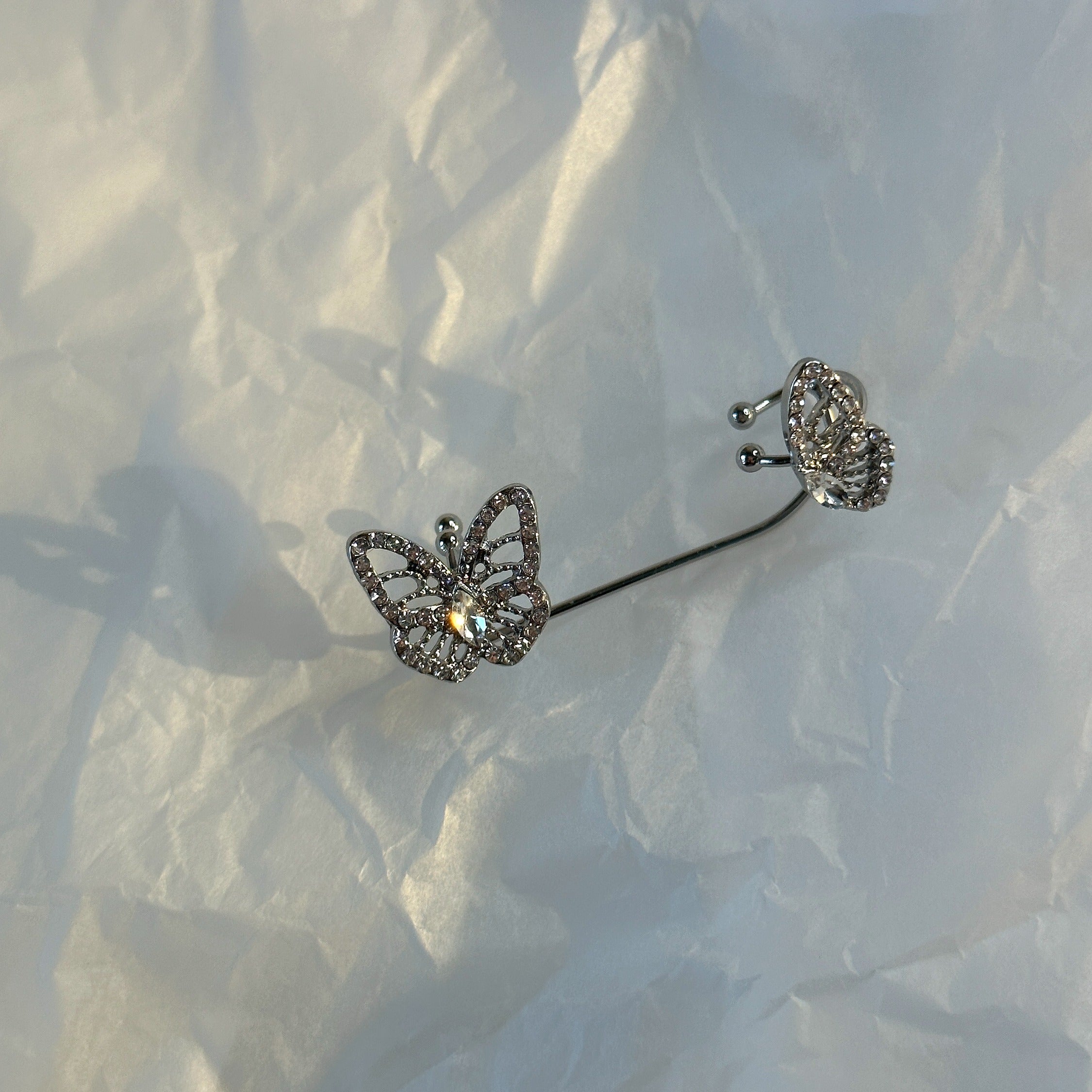 Silver-Plated Butterfly Ear Cuff