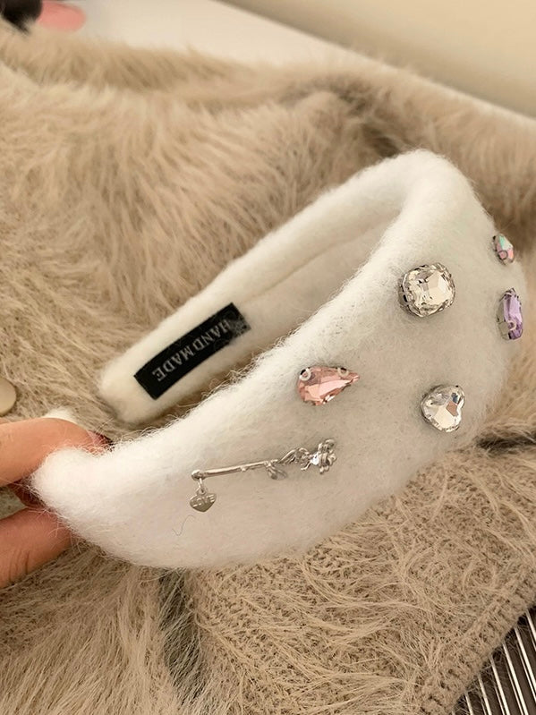 Textured Fuzzy Headband with Crystals