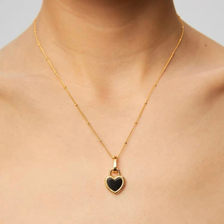 Gold Plated Heart Gemstone Necklace