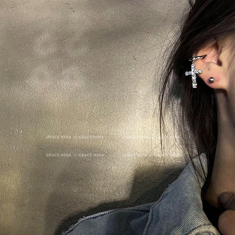 Cross Ear Cuffs with Diamonds