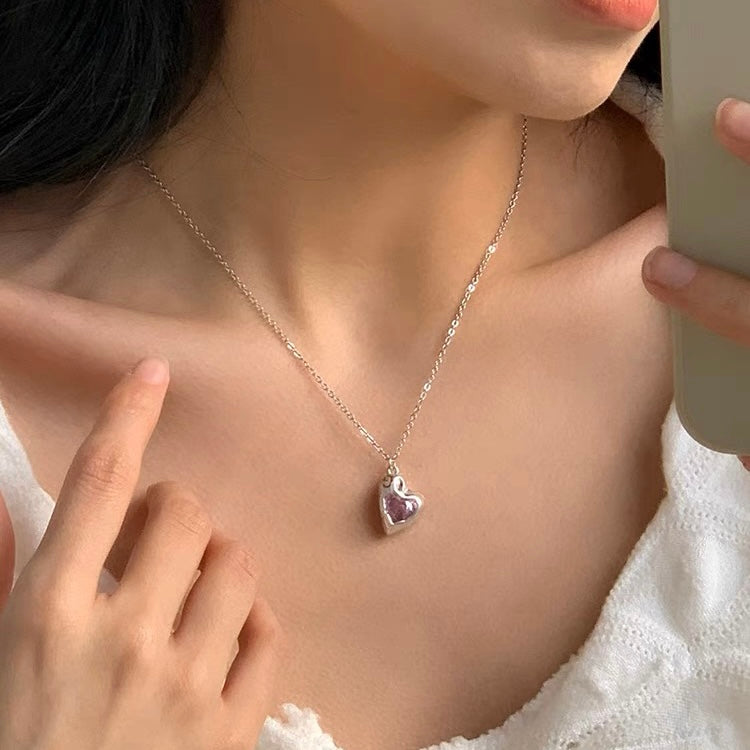 Pink Heart Crystal Necklace