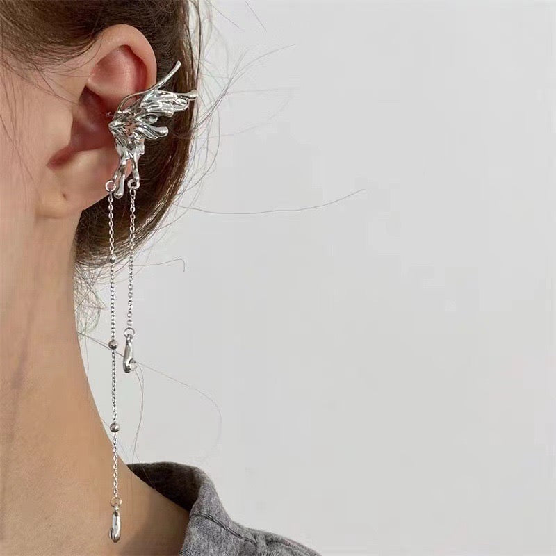 Angel Wing Drop Chain Ear Cuff