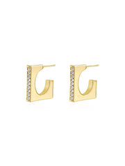 Gold C Hoop Earrings