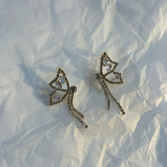 Butterfly Silver-Plated Stud Earrings with diamonds