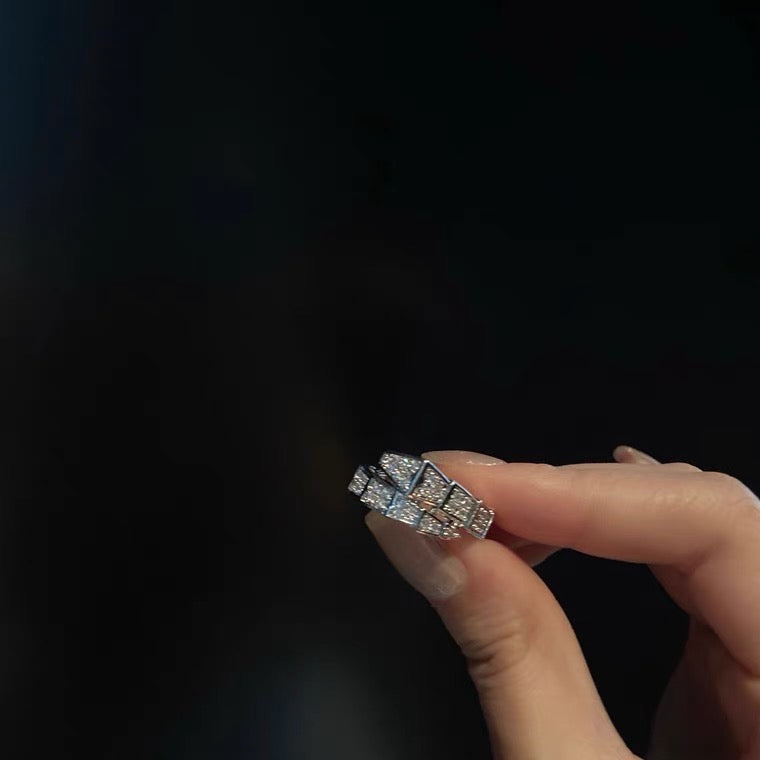 Silver Plated Diamond Snake Ring