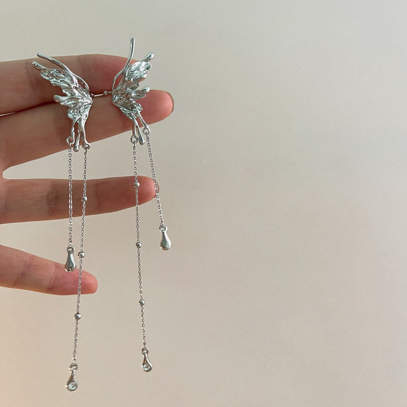 Angel Wing Drop Chain Ear Cuff