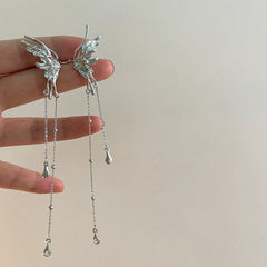 Angel Wing Drop Chain Ear Cuff