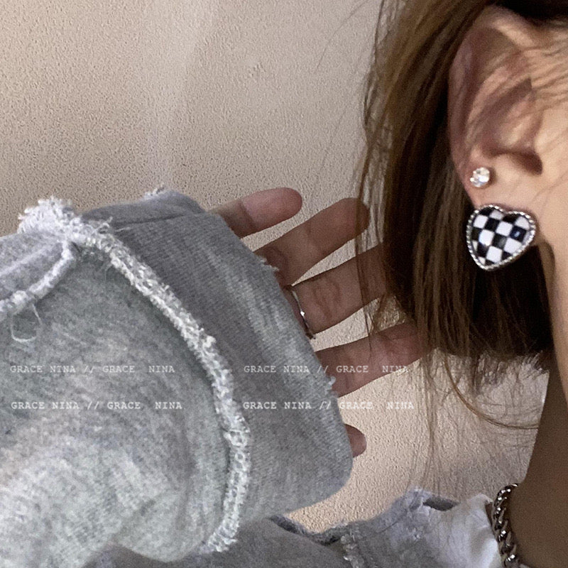 Chess Silver Plated Stud Earrings