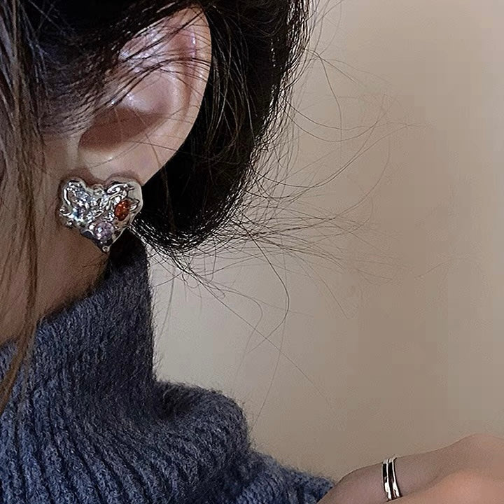 Silver Plated Textured Earrings