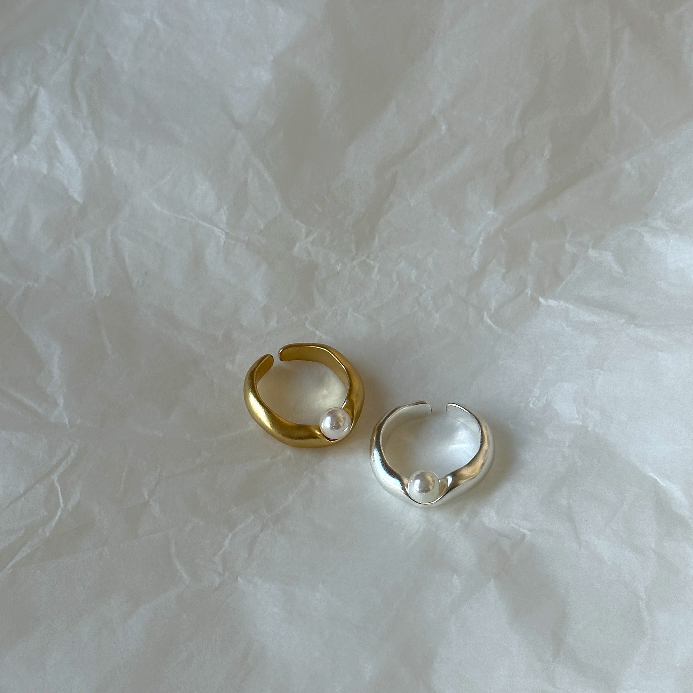 Gold and Silver Ring with Pearl
