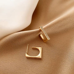 Gold C Hoop Earrings