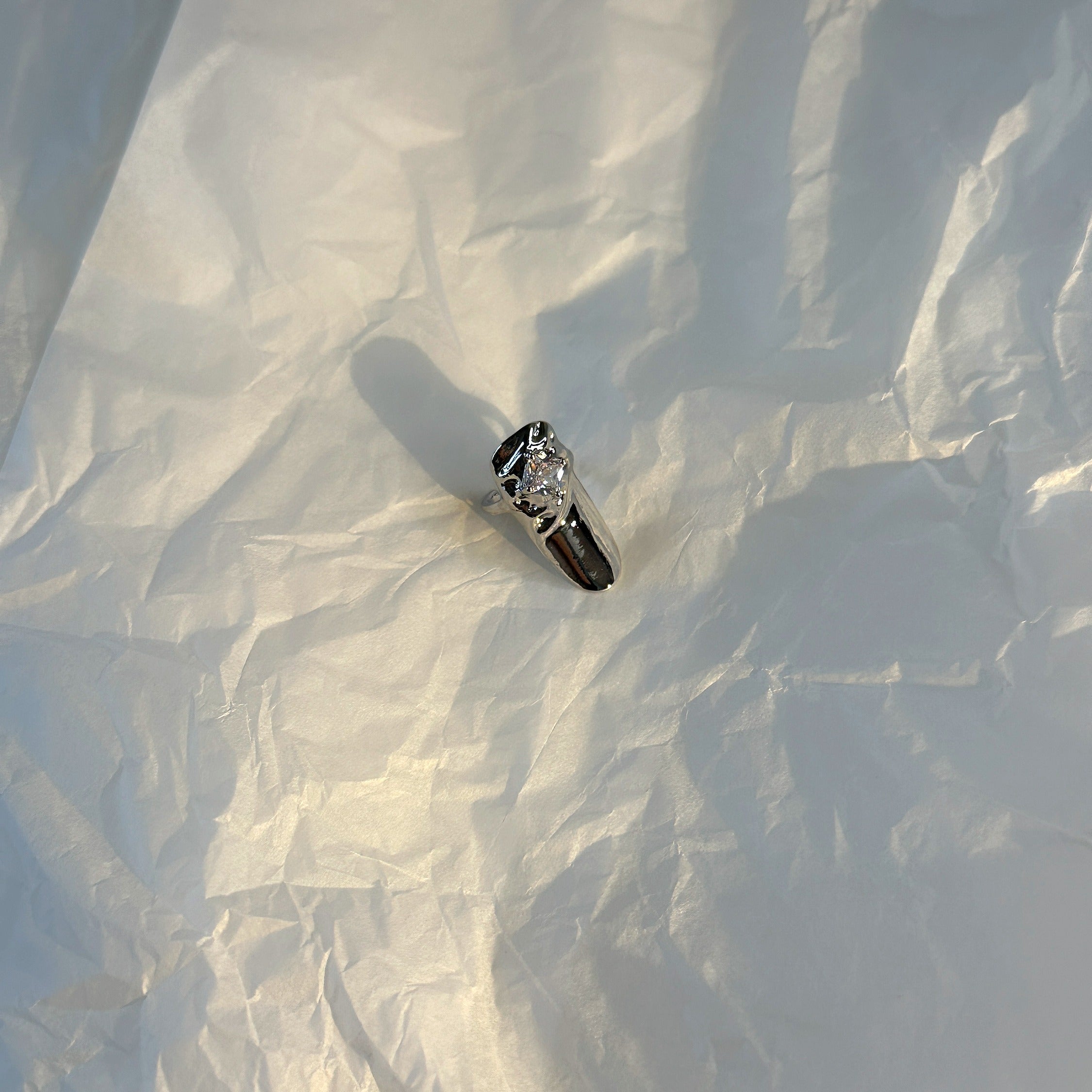Silver-Plated Crystal Sheild Ring