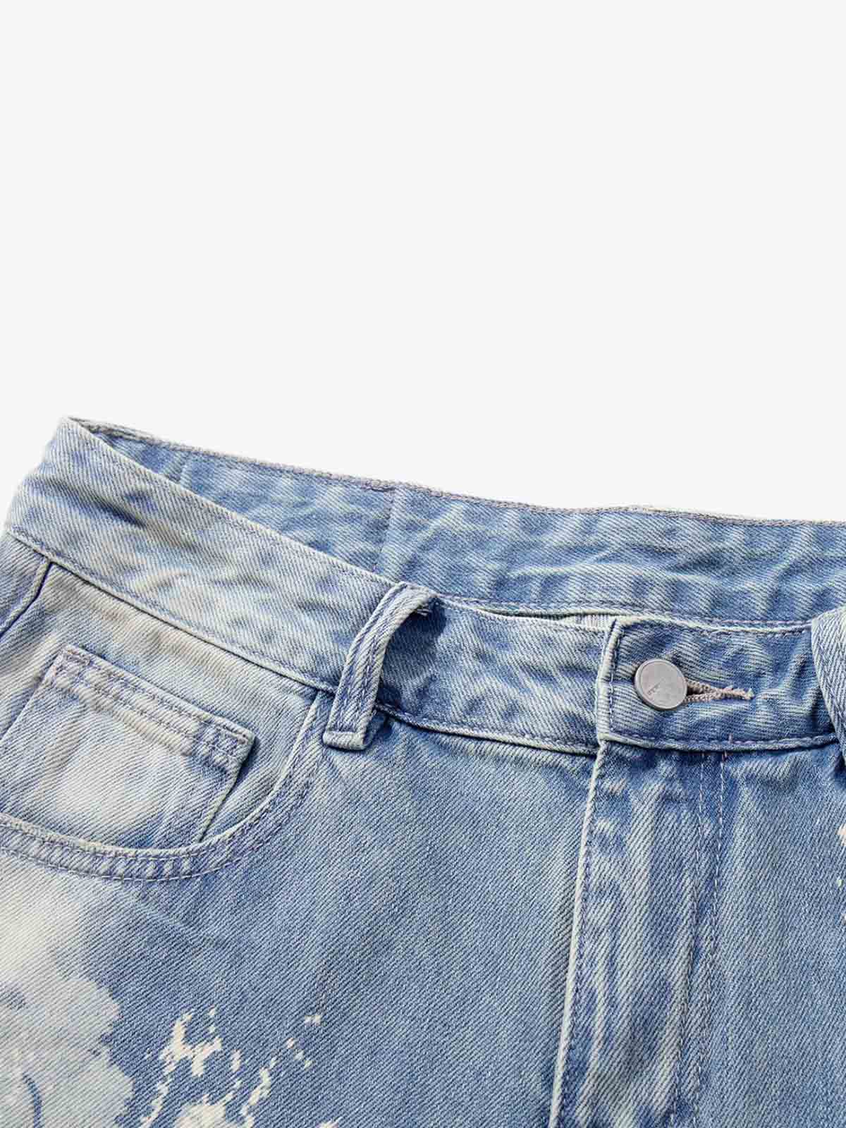 Tie-Dye Distressed Wide Leg Jeans