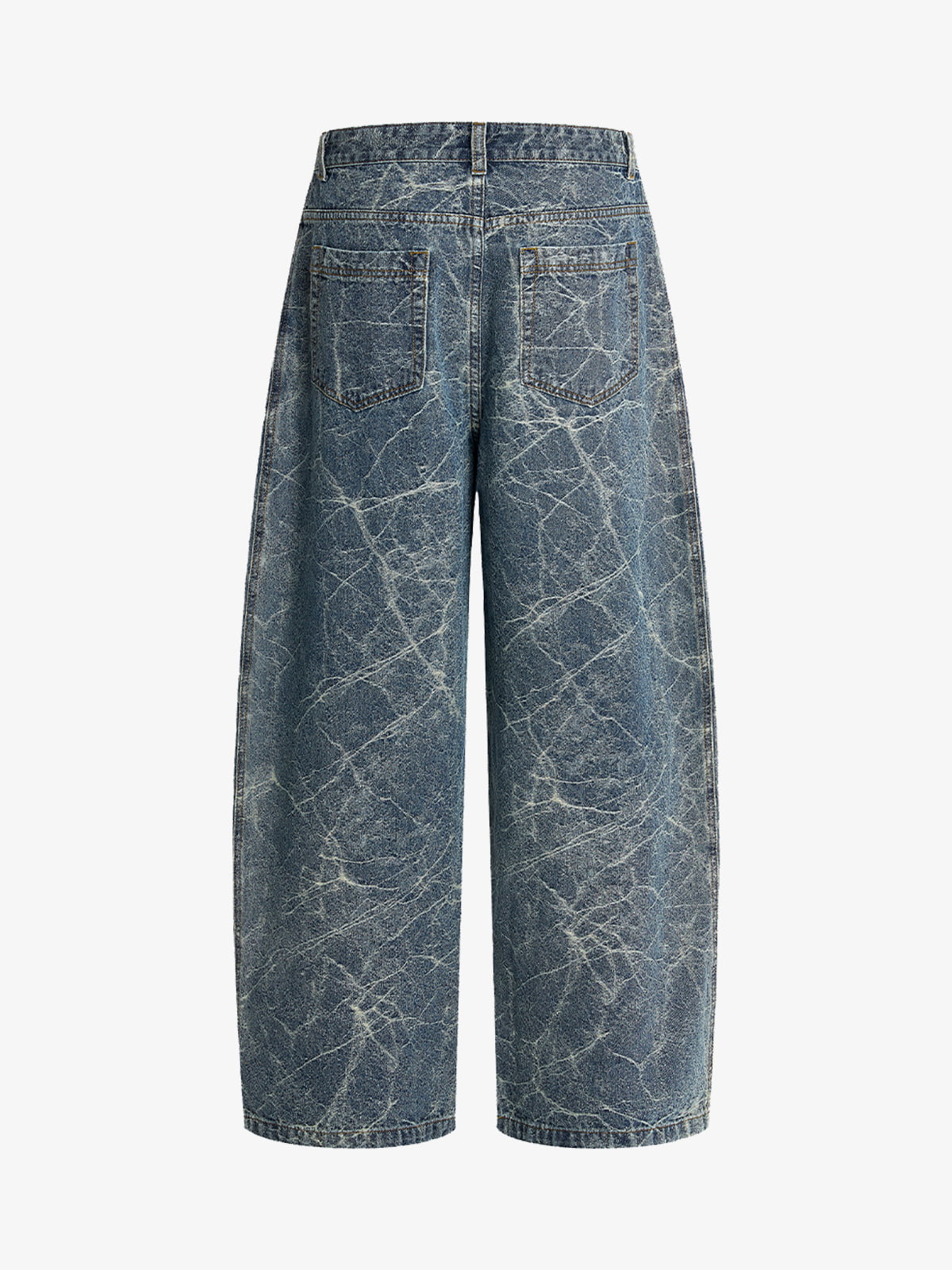 Retro Crackle-Washed Barrel Jeans