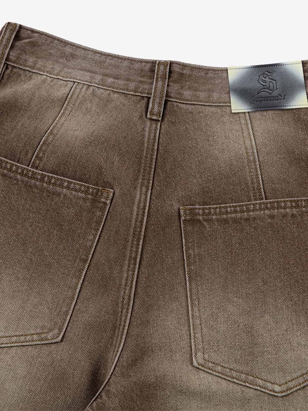Vintage Washed Workwear Barrel Jeans - 2593