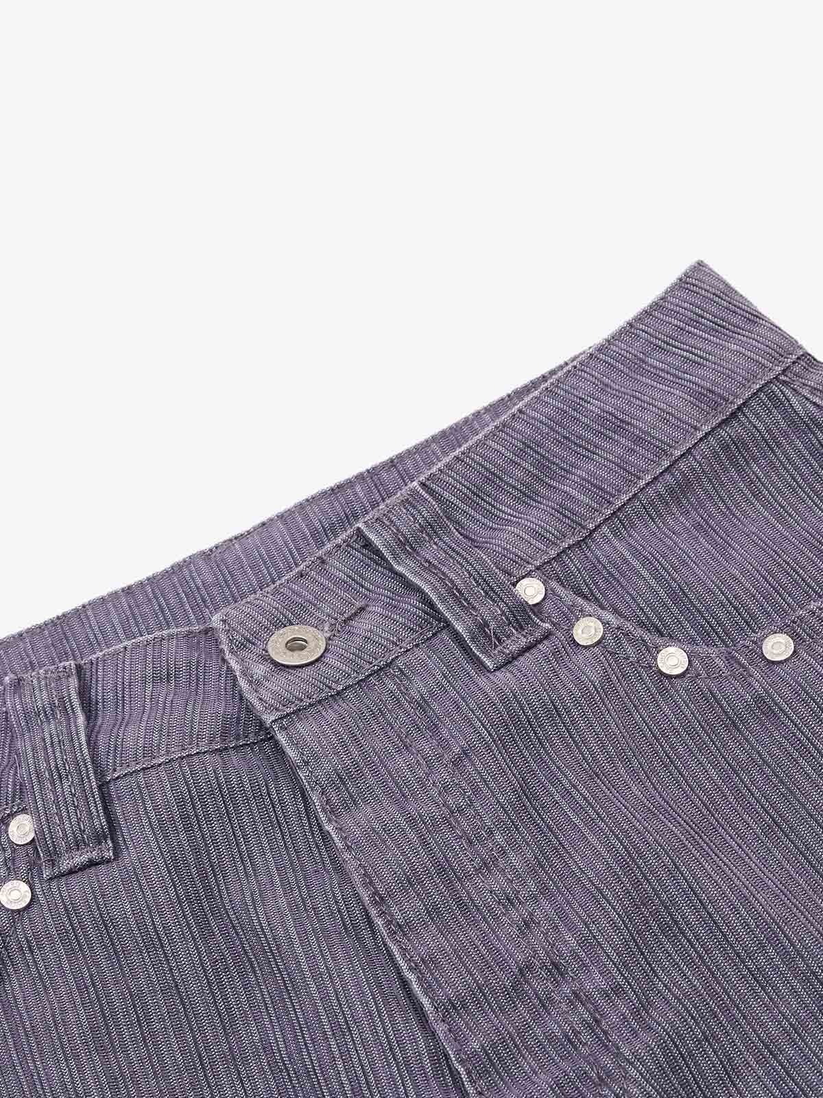 Vintage Washed Pinstripe Studded Baggy Jeans