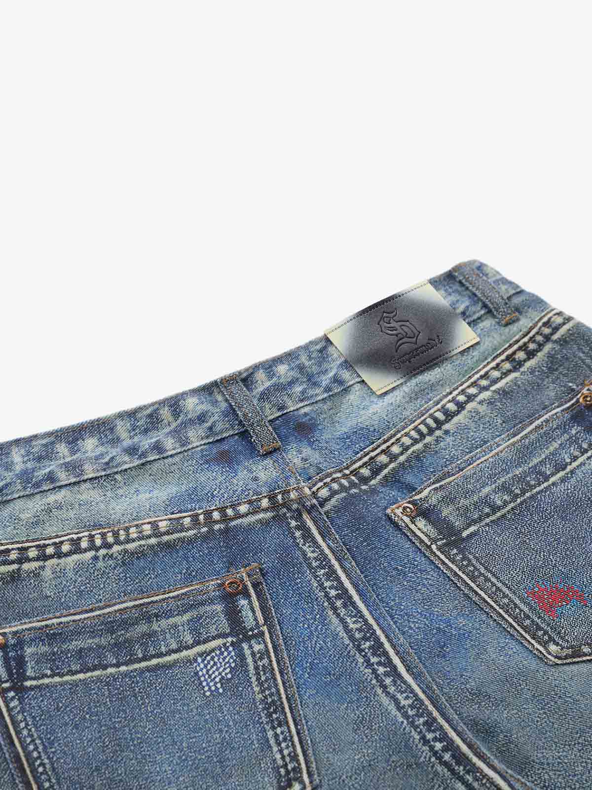 Vintage 3D Appliqué Denim Jeans