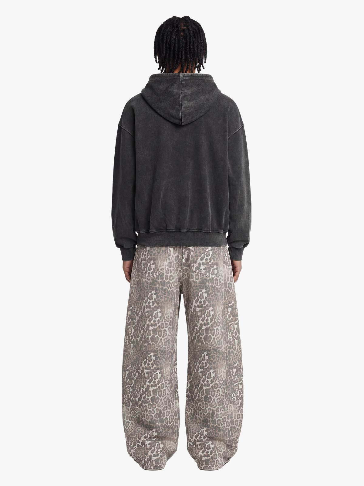 Street Leopard Camouflage Pleated Barrel Jeans - 2636