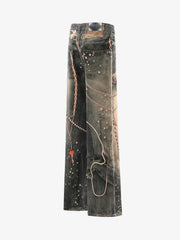 3D Chain Key Print Jeans