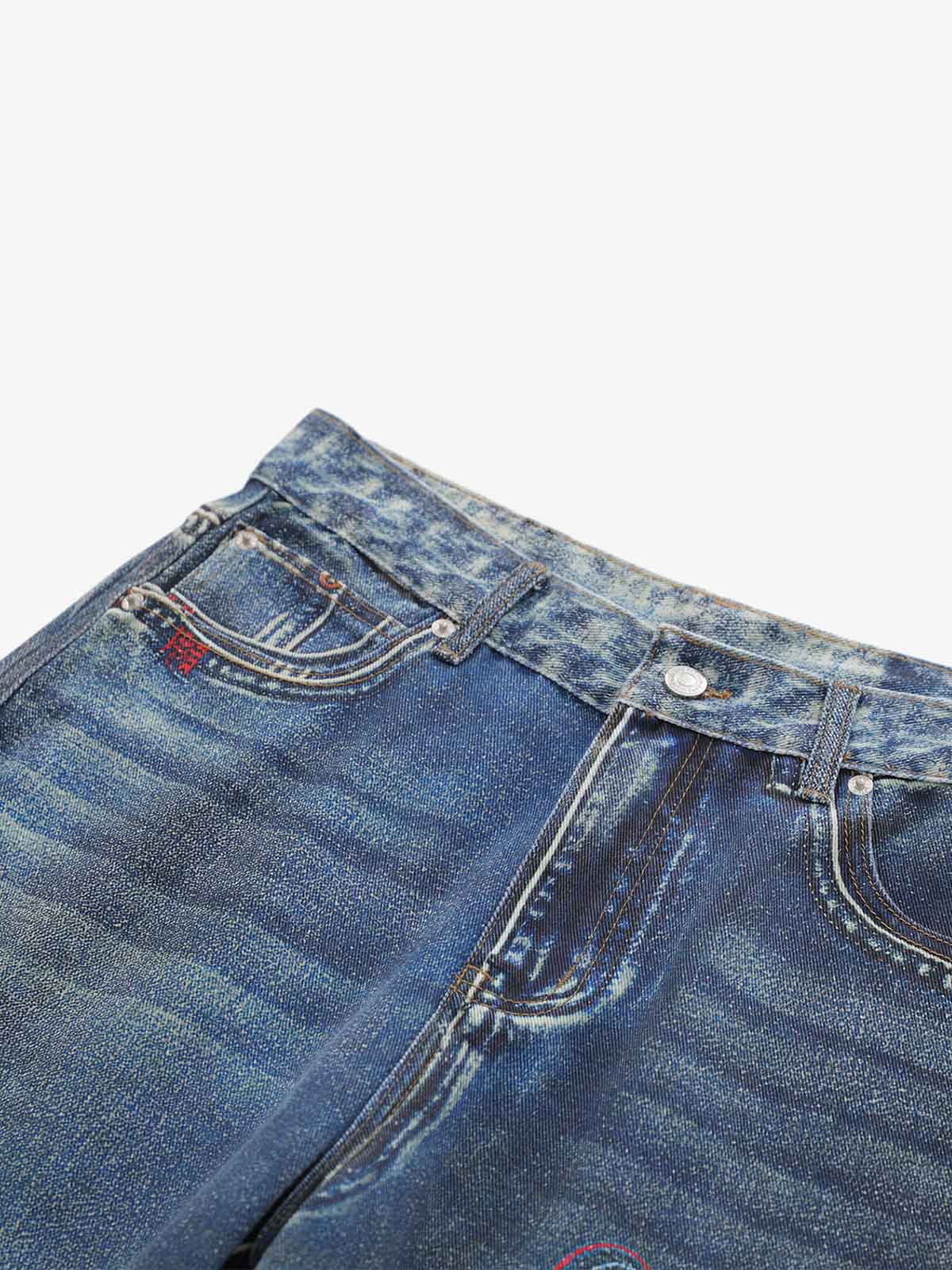 Vintage 3D Appliqué Denim Jeans