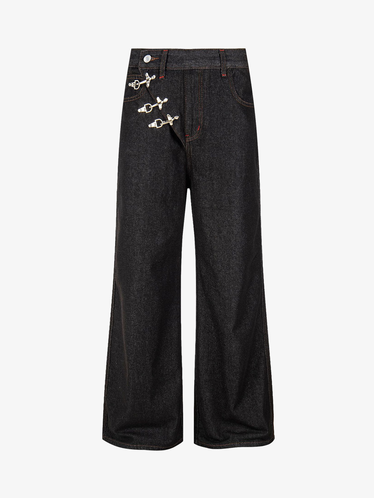 Airplane Buckle Curved Jeans