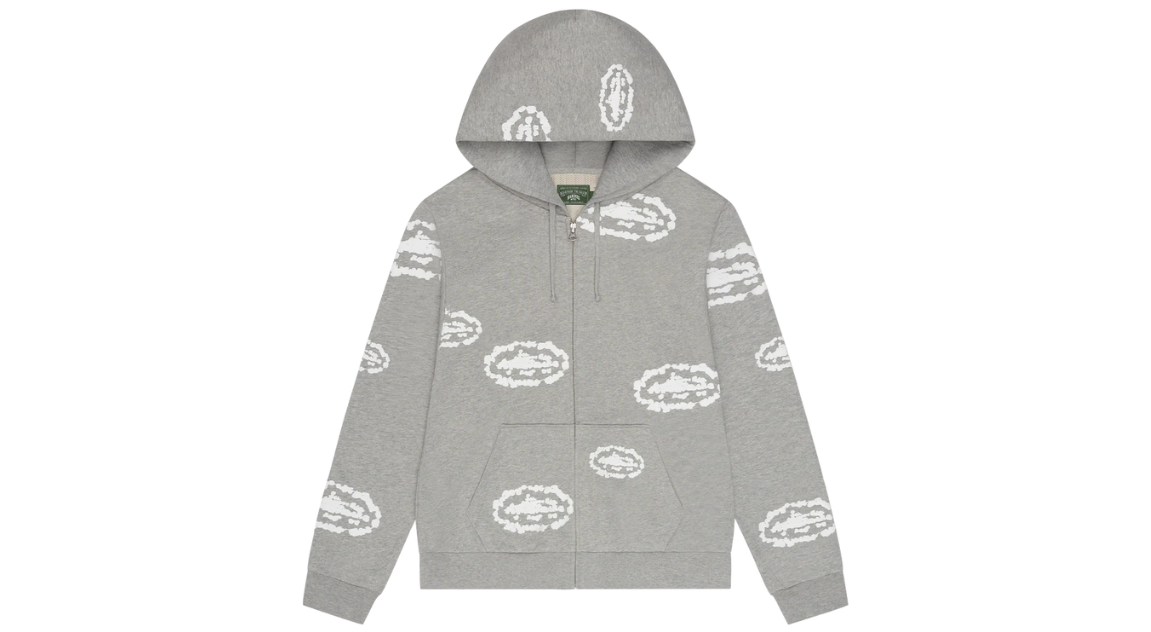 Corteiz x Denim Tears Island Wreath Zip Hoodie Grey