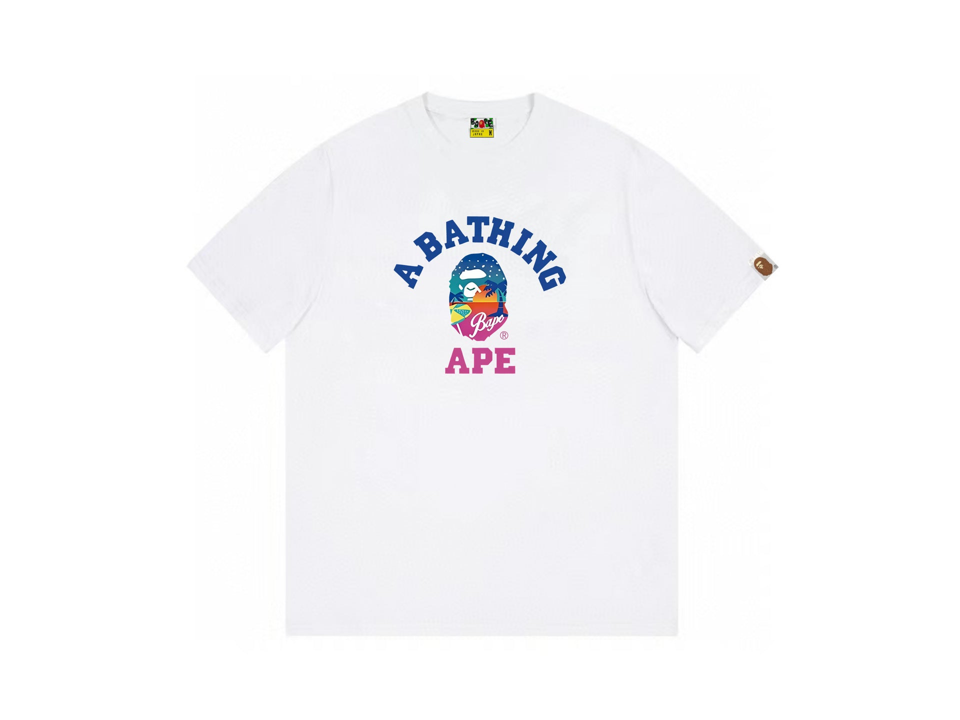 High version cross-border summer new trendy brand BAPE Little Ape Man letter seamless cylindrical 260G pure cotton short sleeved T-shirt (9)