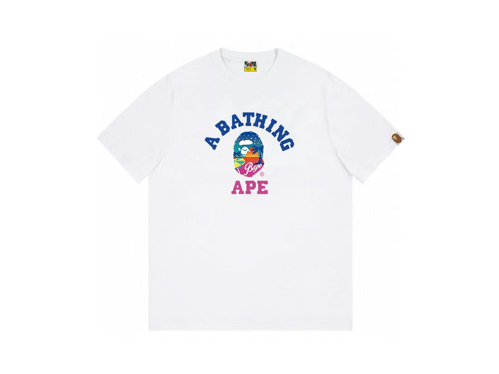 High version cross-border summer new trendy brand BAPE Little Ape Man letter seamless cylindrical 260G pure cotton short sleeved T-shirt (9)